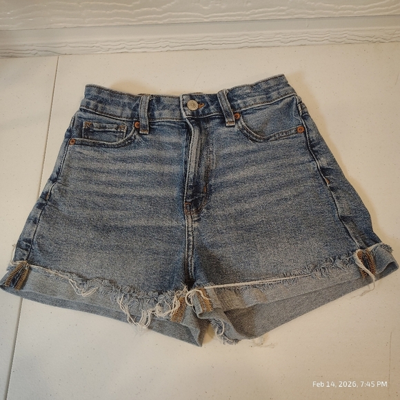 American Eagle Outfitters Pants - American Eagle Jean Shorts Womens SZ 0 Blue Cuffed High Rise 90s Festival Hippie